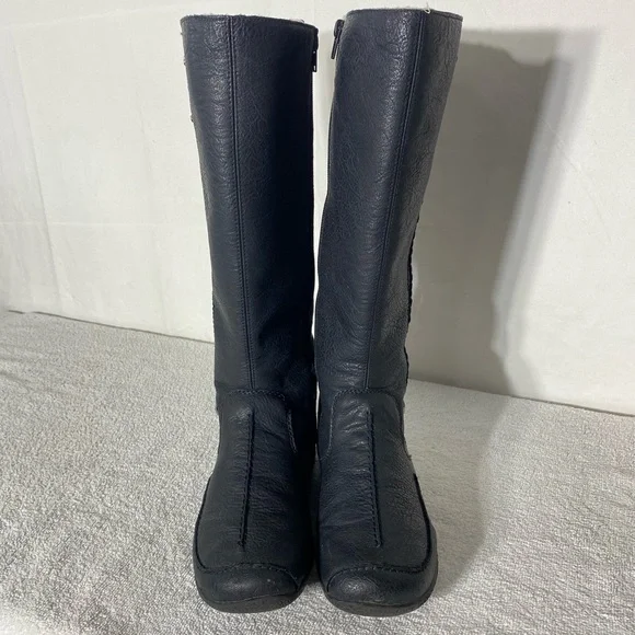 Rieker Black Faux Leather Sherpa Lined Mid Calf Knee High Boots 39 - Picture 2 of 14